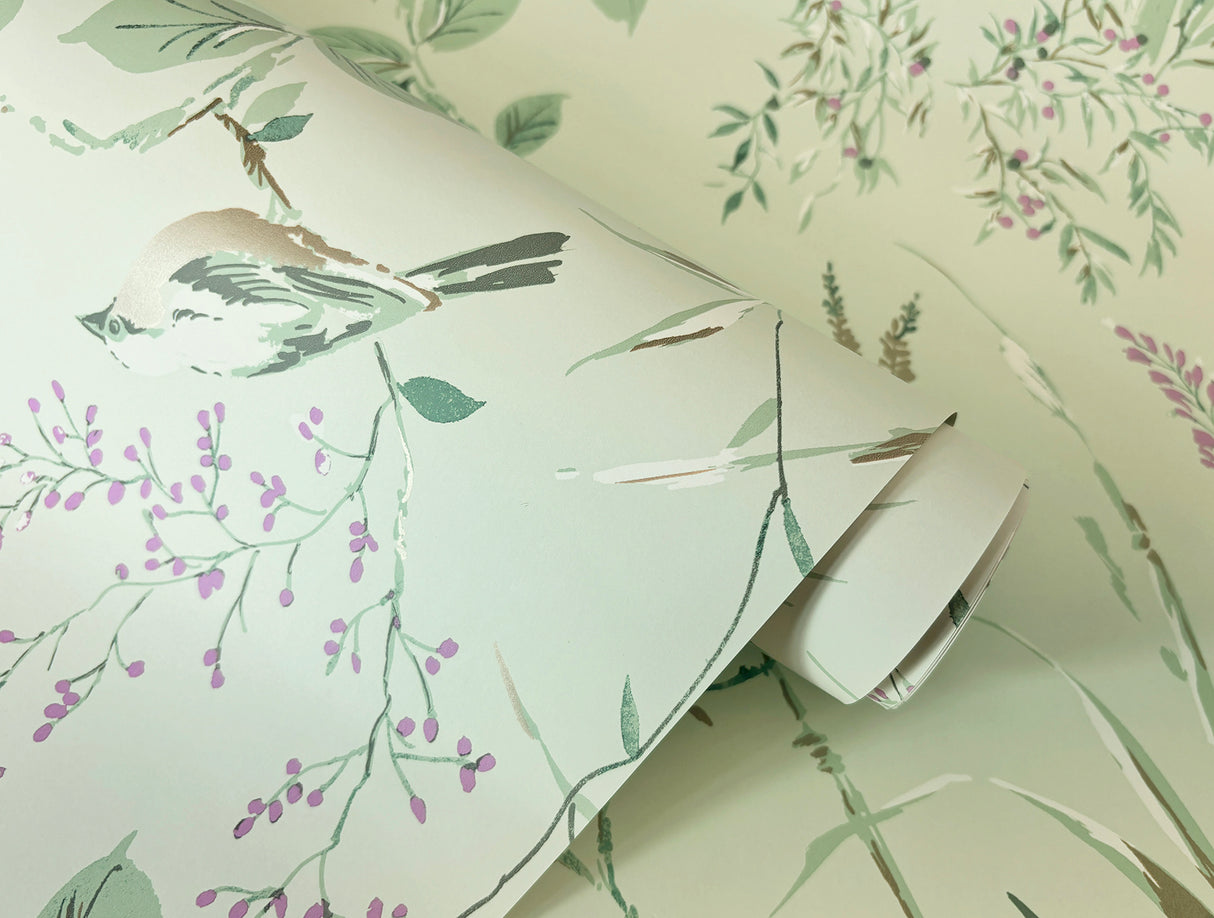 Mariko Sage by Fine Decor Botanical Wallpaper – Brewster Home Fashions M1552