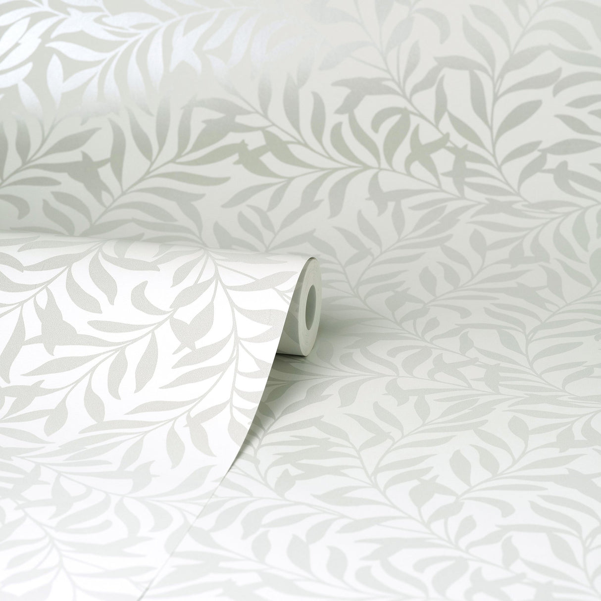 Salix Silver Leaf Wallpaper with Botanical Leaf Pattern, Traditional Non Woven - Brewster M1666