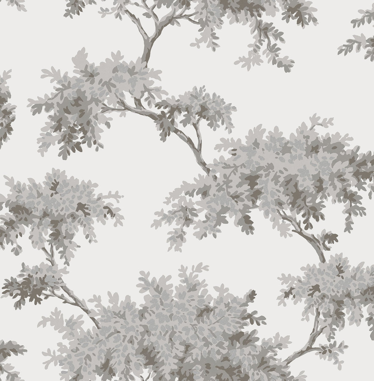 Ashdown Grey Tree Wallpaper with Modern Botanical Trees Pattern - Brewster M1671