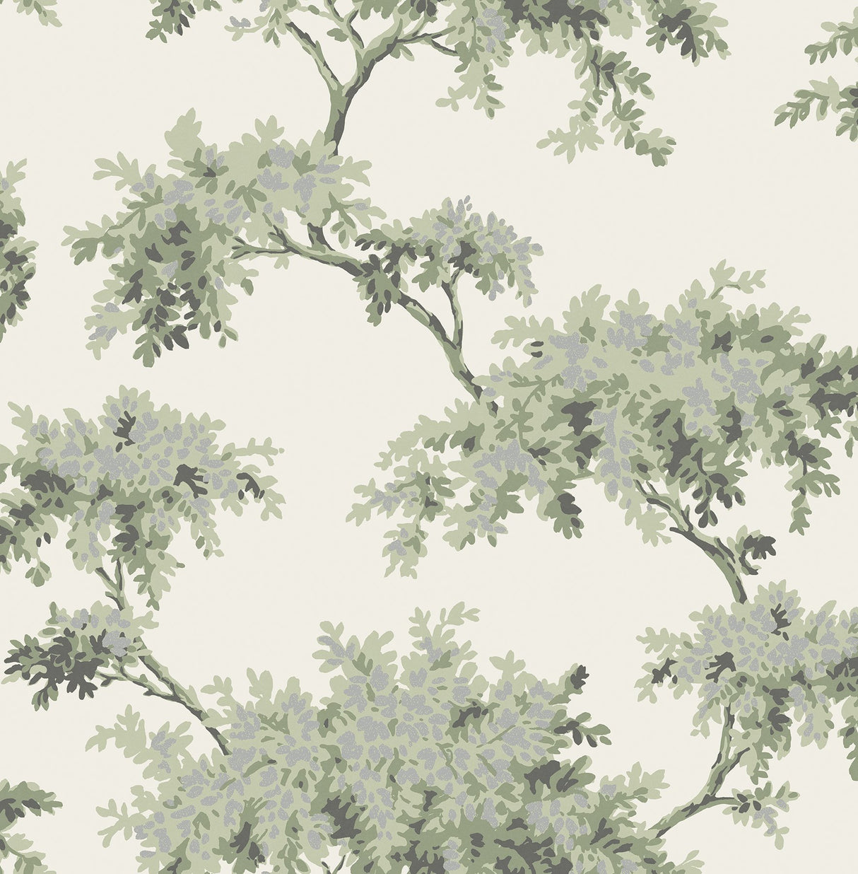 Ashdown Sage Tree Wallpaper with Botanical Trees Pattern, Modern Non Woven Unpasted - Brewster M1674