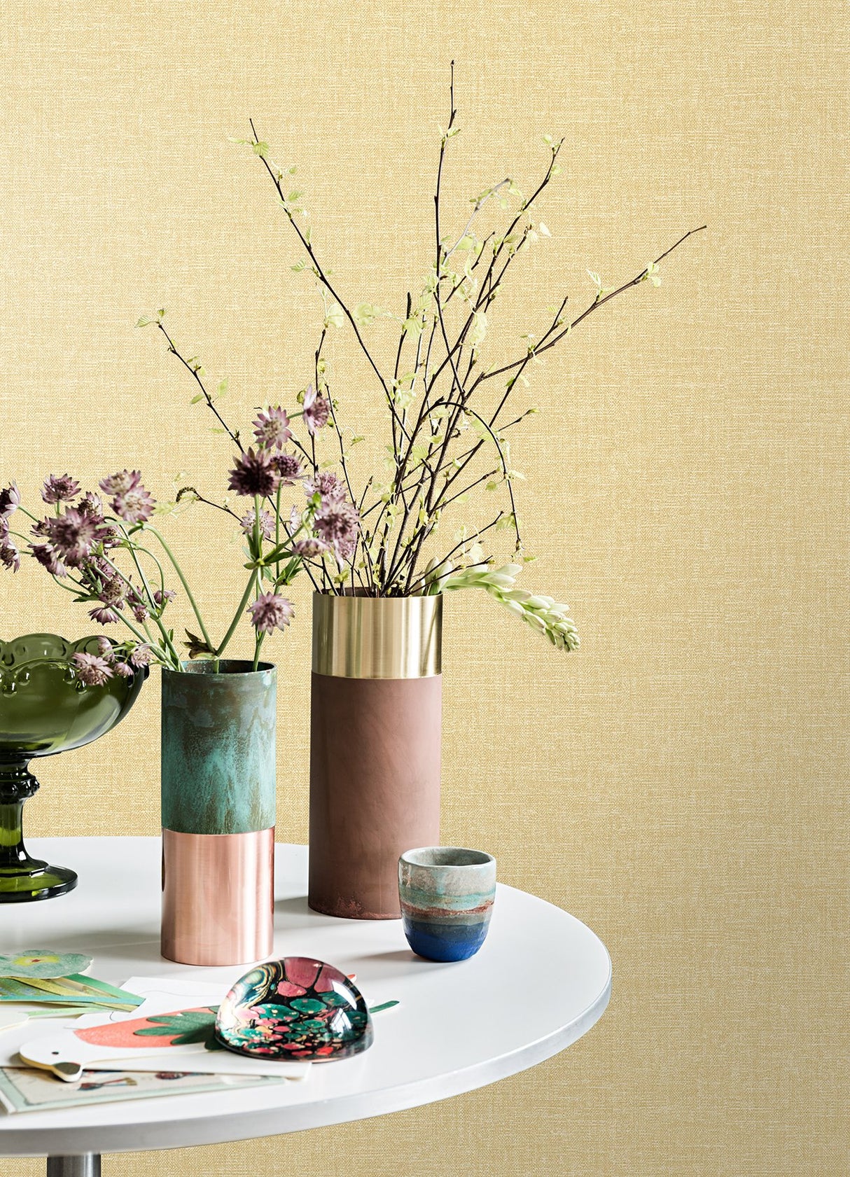 Glen Mustard Linen Wallpaper