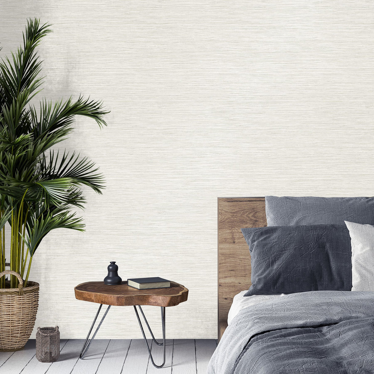 Fusion Grey Faux Grasscloth Wallpaper with Modern Graphics Texture - Fine Decor M1765
