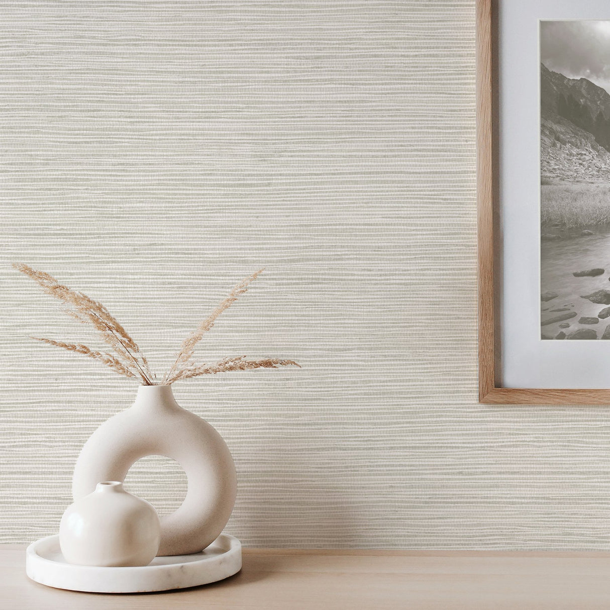 Fusion Grey Faux Grasscloth Wallpaper with Modern Graphics Texture - Fine Decor M1765