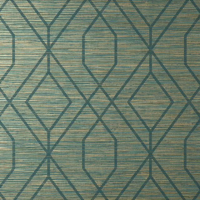 Fusion Teal Trellis Wallpaper with Modern Geometric Pattern - Fine Decor M1773