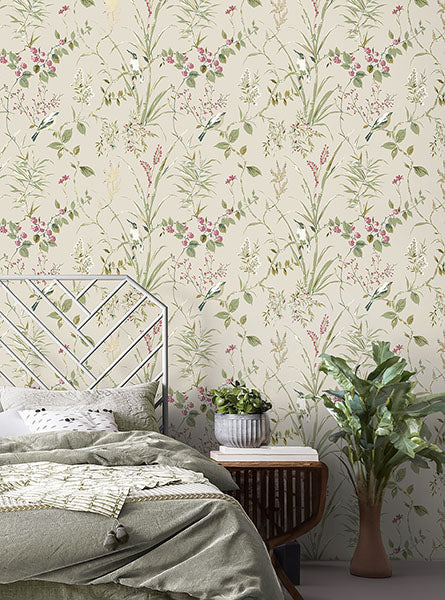 Mariko Neutral by Fine Decor Botanical Wallpaper- Brewster Home Fashions M1855