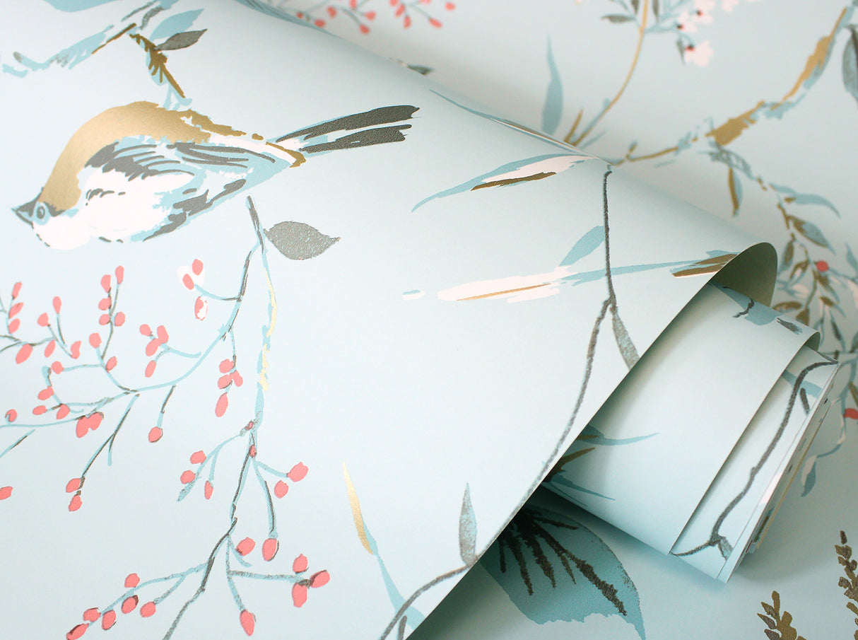 Mariko Light Blue by Fine Decor Botanical Wallpaper – Brewster Home Fashions M1856