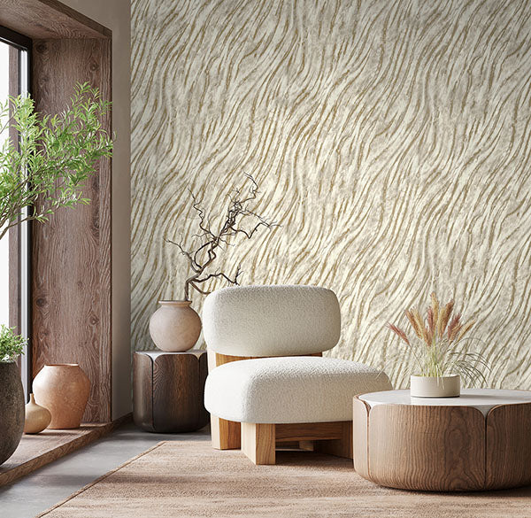 Arran Neutral by Fine Decor Swirling Stripe Wallpaper – Brewster M1861