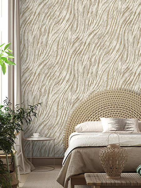 Arran Neutral by Fine Decor Swirling Stripe Wallpaper – Brewster M1861