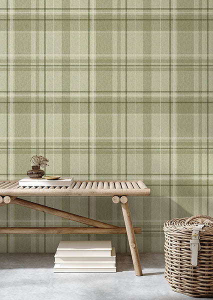 Harris Green by Fine Decor Plaid Chevron Wallpaper – Brewster Home Fashions M1865