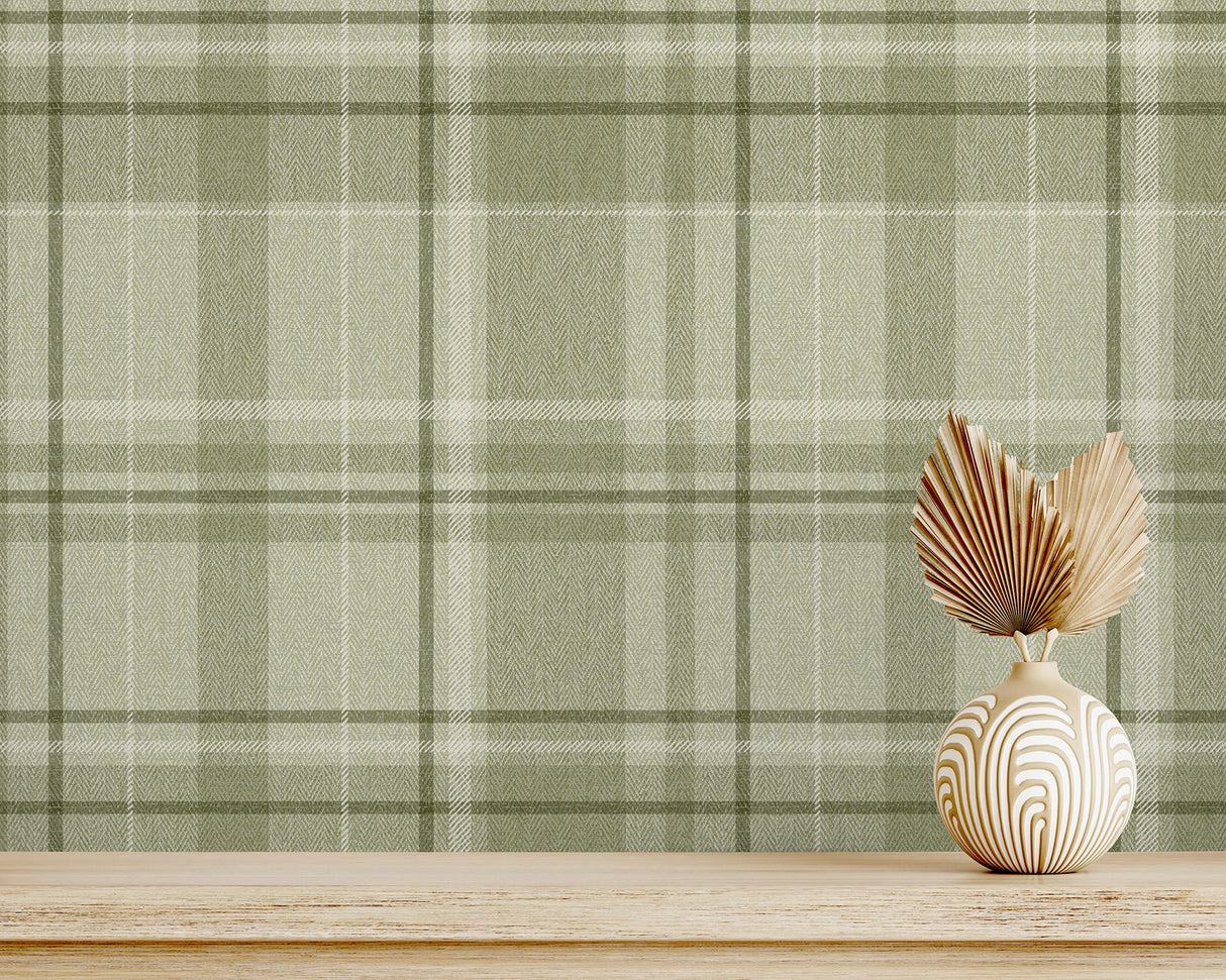 Harris Green by Fine Decor Plaid Chevron Wallpaper – Brewster Home Fashions M1865