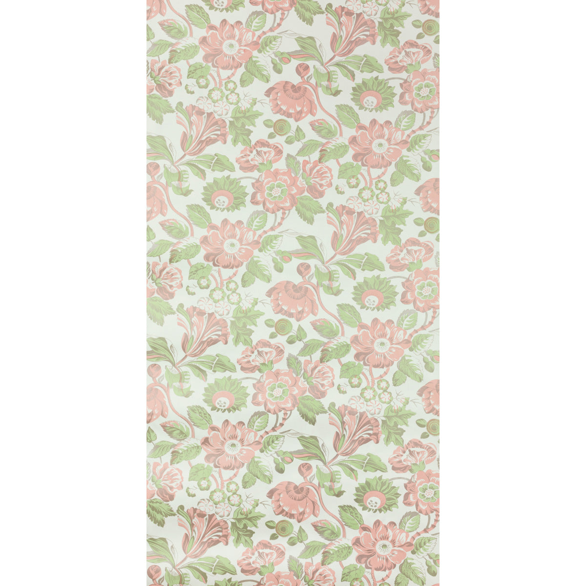 Michel Sprout by Raoul Textiles floral wallpaper pattern in pink and green on white background