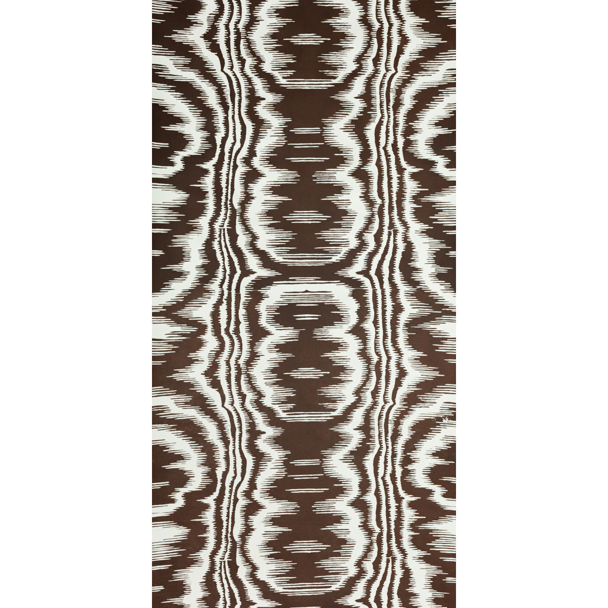 AMORE wallpaper in Mole by Raoul Textiles for Schumacher, hand-printed Japanese pulp paper with artisanal ikat-inspired pattern.