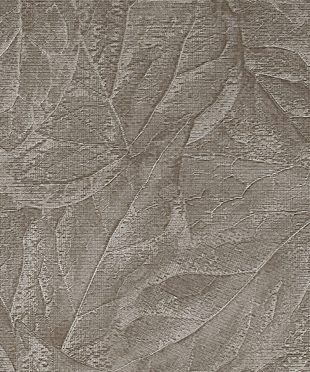 Aspen Stone Leaf Textured Heavy Weight Vinyl Wallpaper with Modern Botanical Leaves Pattern - Fine Decor M95661