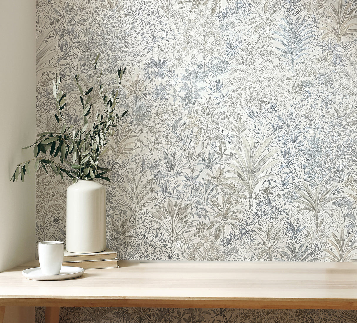 Meilani Natural & Grey by Fine Decor Palm Landscape Wallpaper – Brewster Home Fashions M95678
