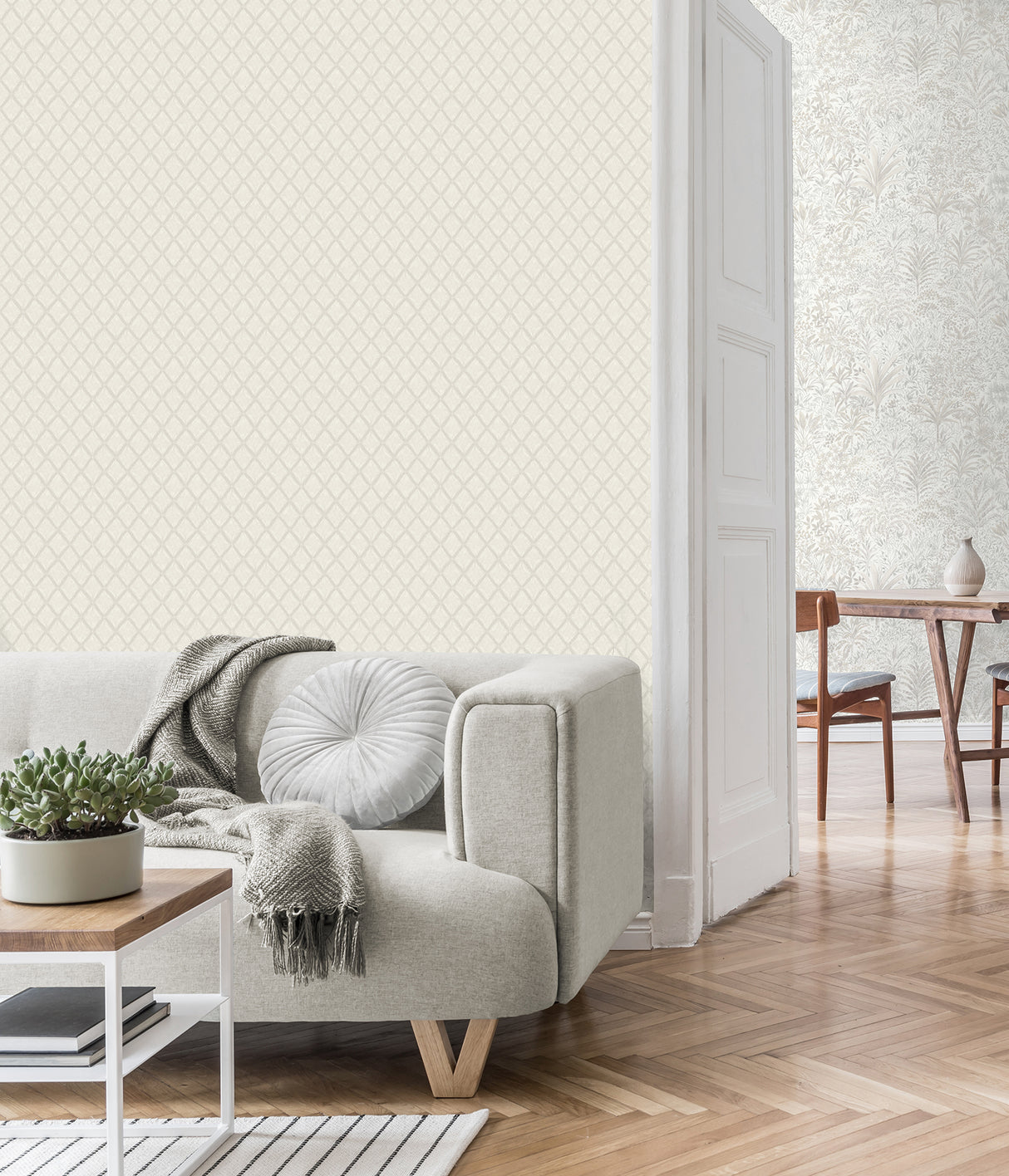 Santina White & Silver by Fine Decor Trellis Wallpaper – Brewster Home Fashions M95680
