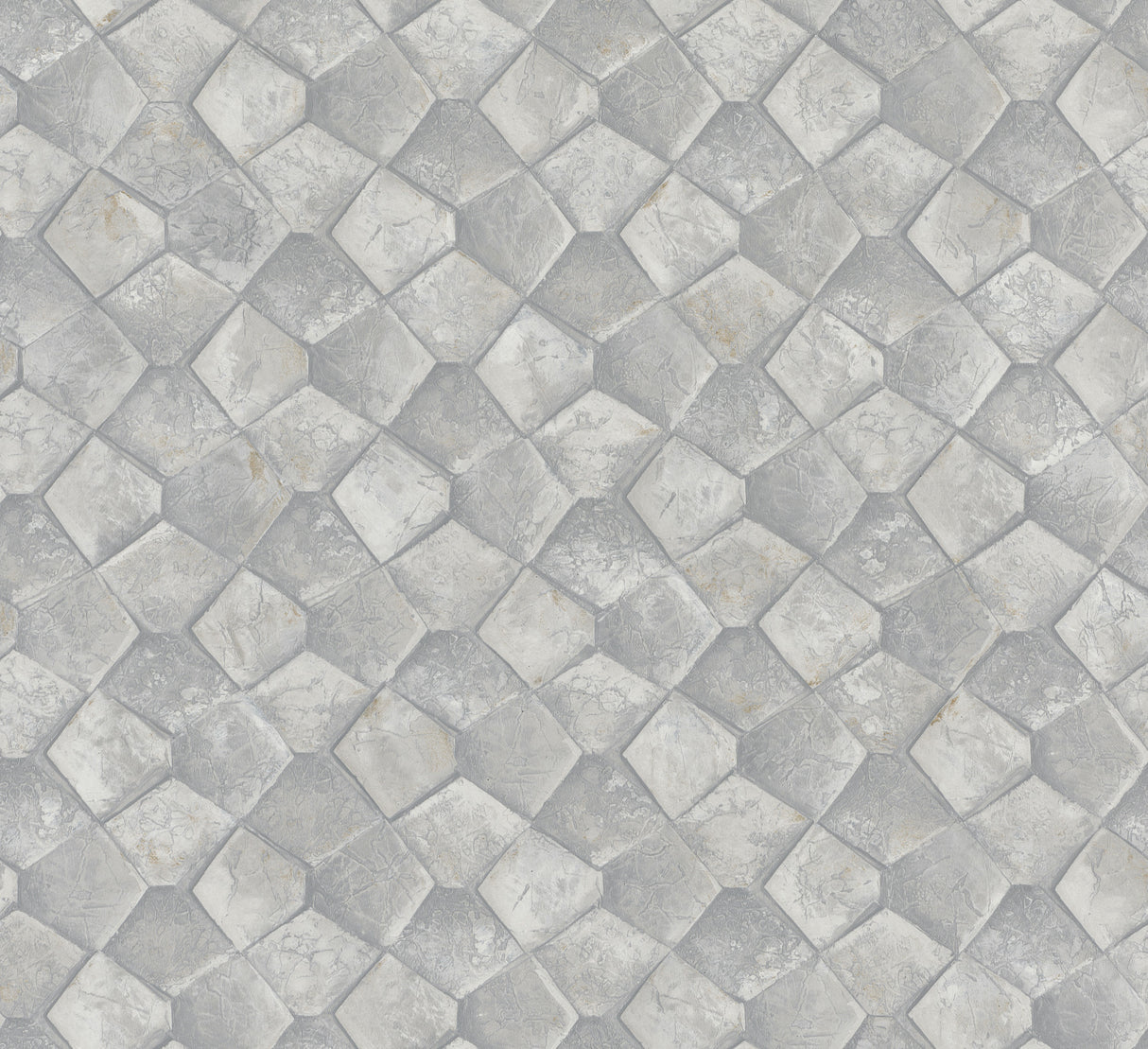 Antonina Vella Waterford Grey Tiled Wallpaper MA34907 roll and pattern