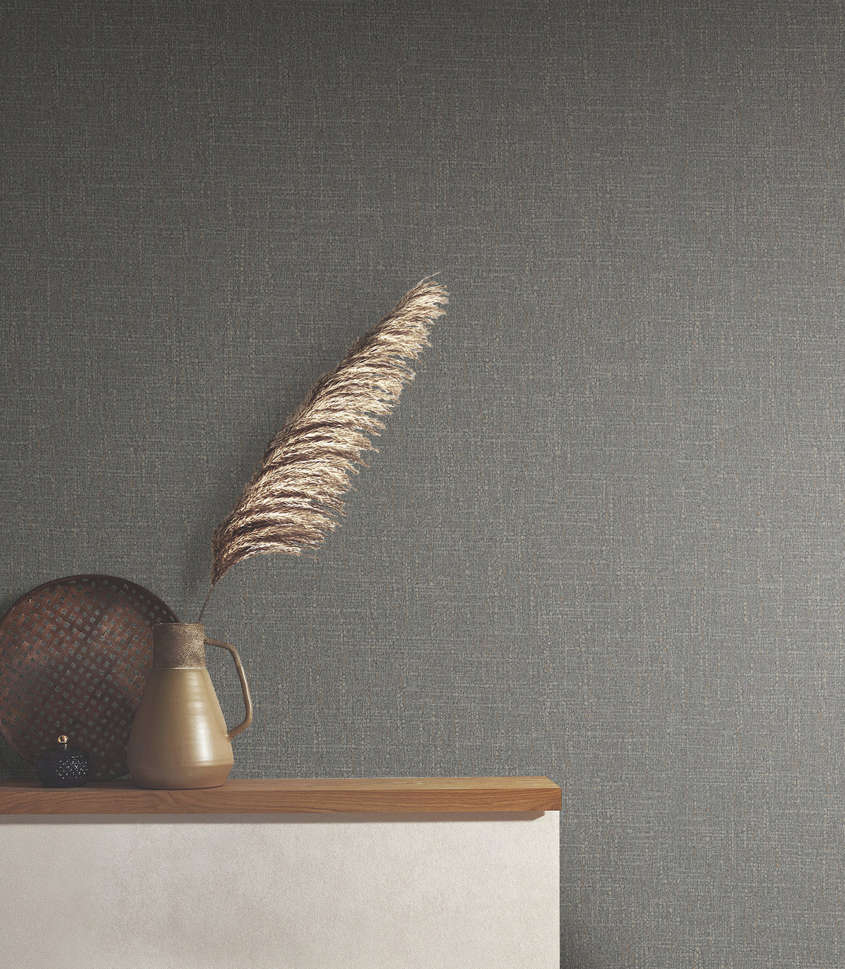 Highland Tweed Charcoal by Antonina Vella Faux Fabric Wallpaper – York Designer Series MA34916