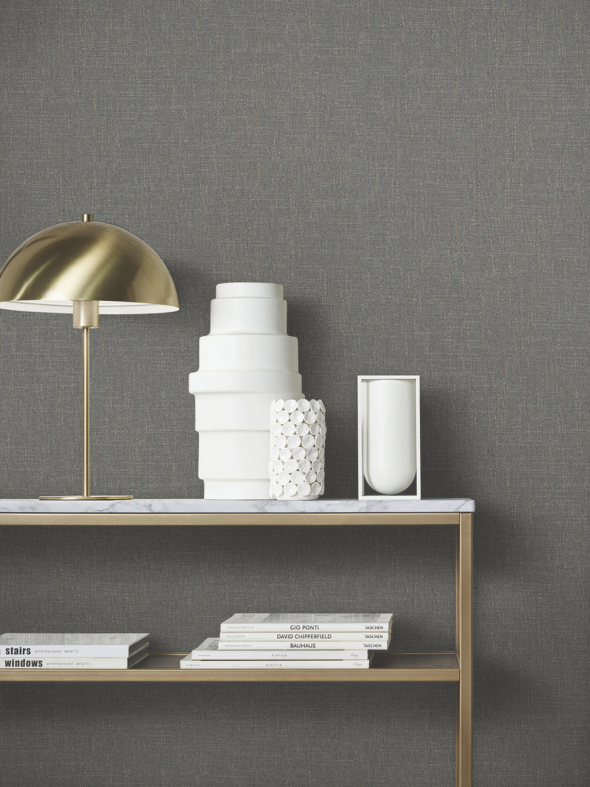 Highland Tweed Charcoal by Antonina Vella Faux Fabric Wallpaper – York Designer Series MA34916