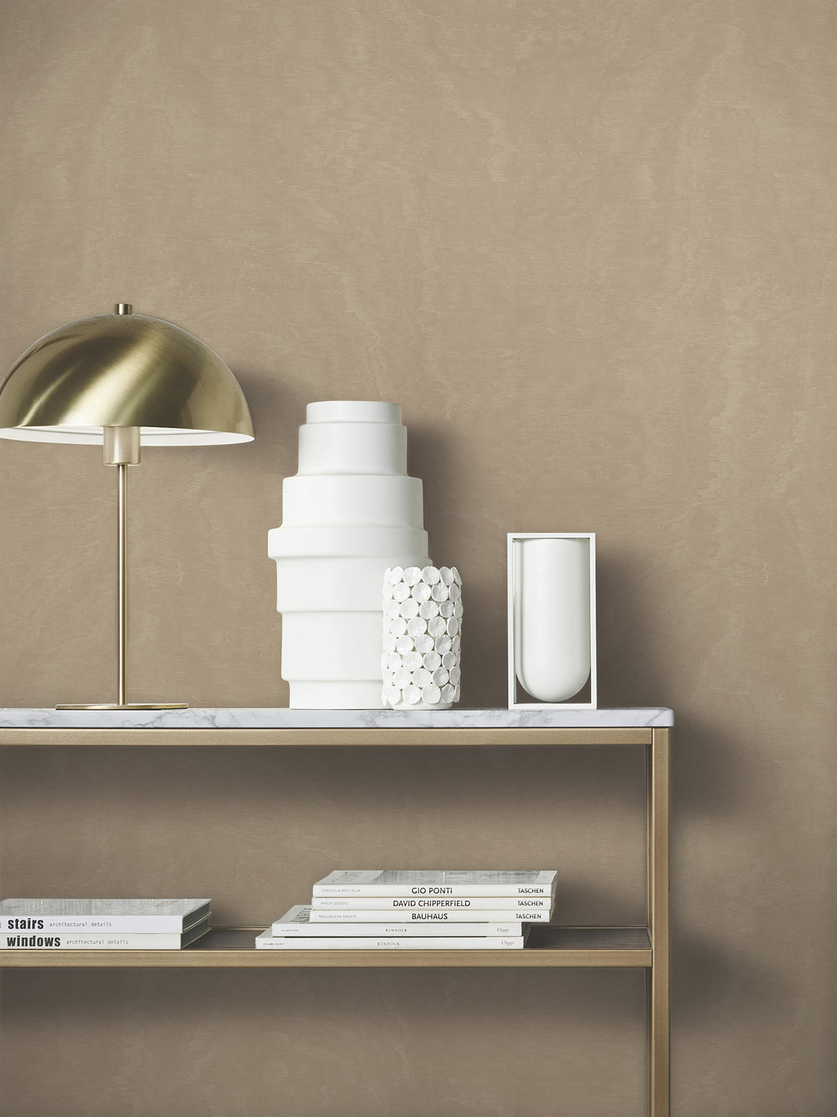 Shimmering Moire Taupe by Antonina Vella Textured Wallpaper – York Designer Series MA34922