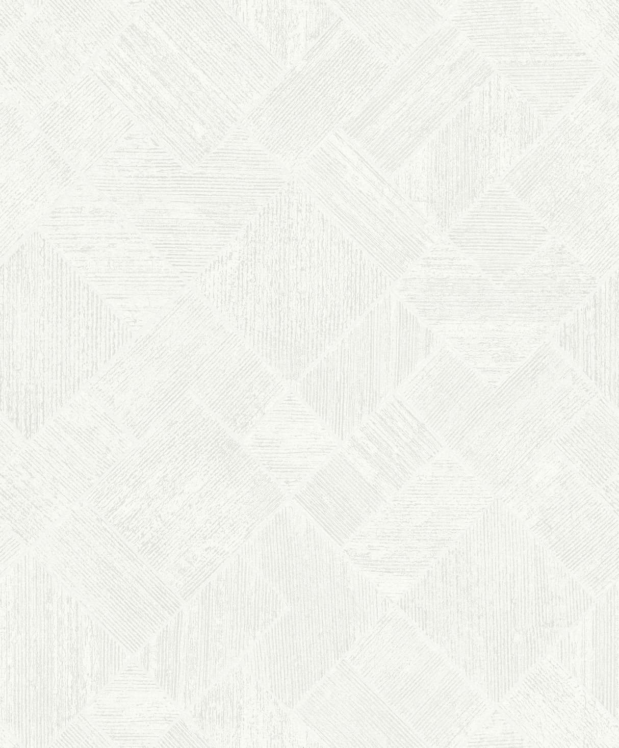 Marquetry White Tile Wallpaper swatch showing diamond grid tile motif