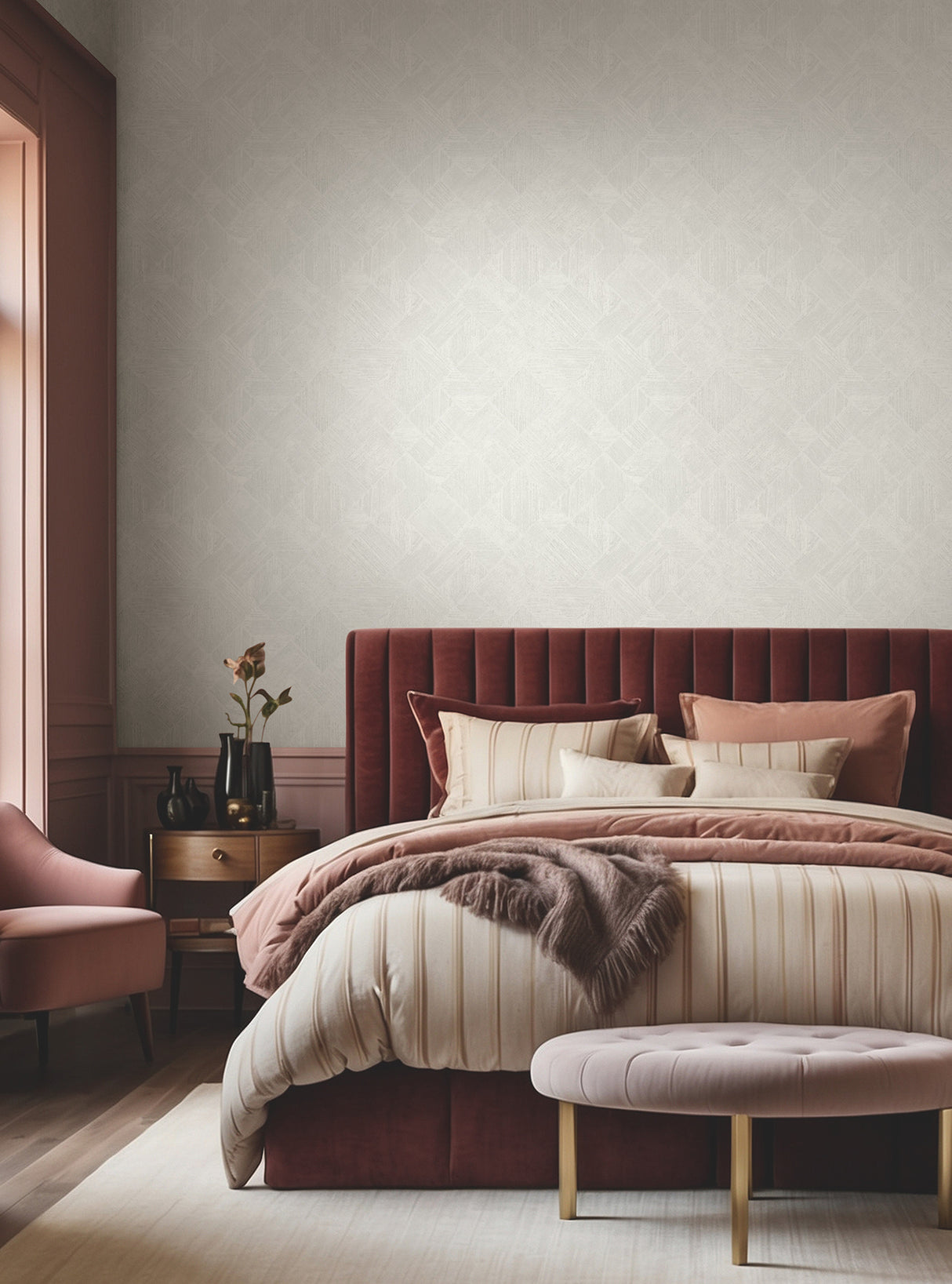 Marquetry White by Antonina Vella Tile Wallpaper- York Designer Series MA35508