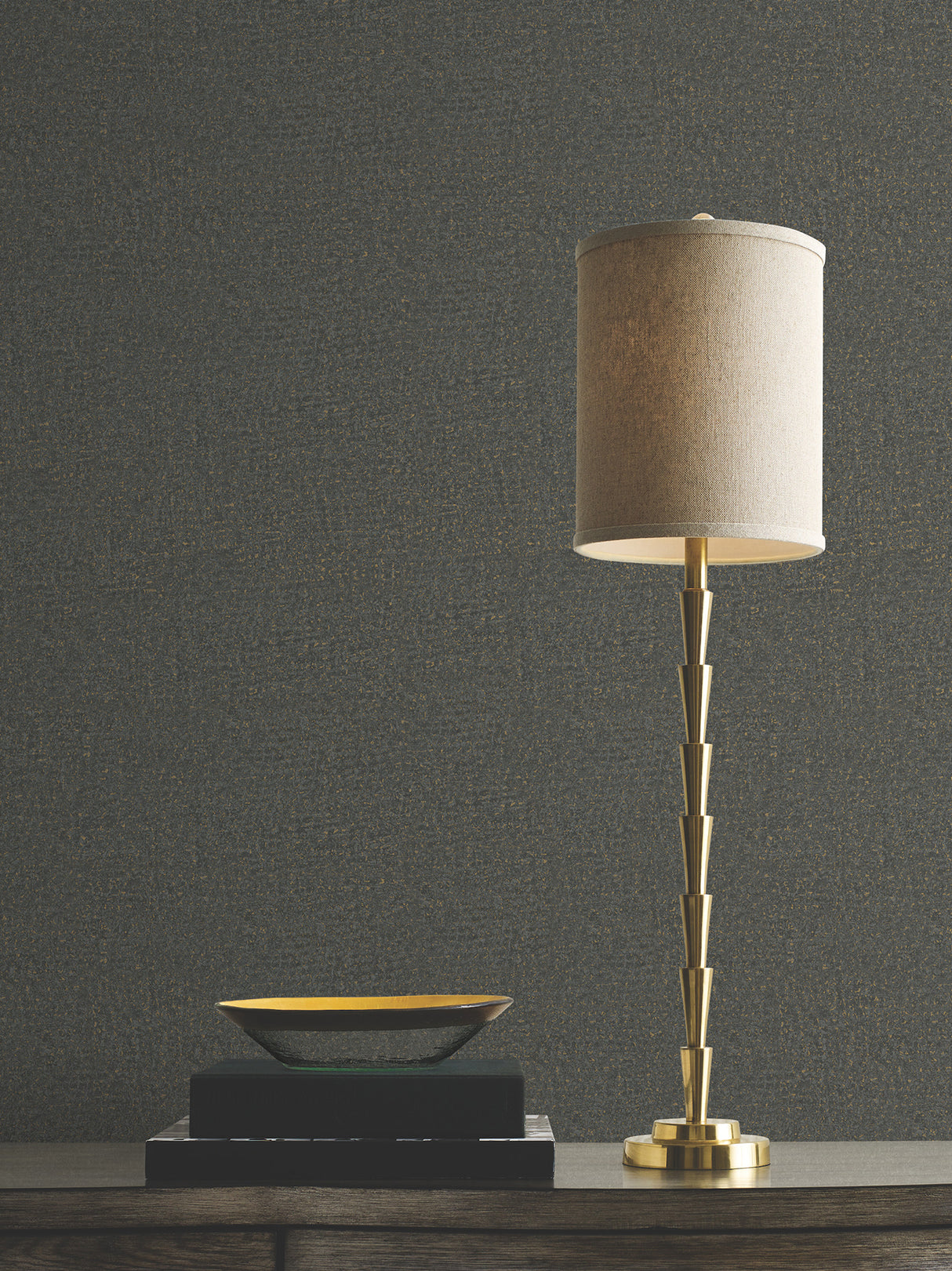 Garden Stone Charcoal by Antonina Vella Textured Wallpaper- York Designer Series MA35520