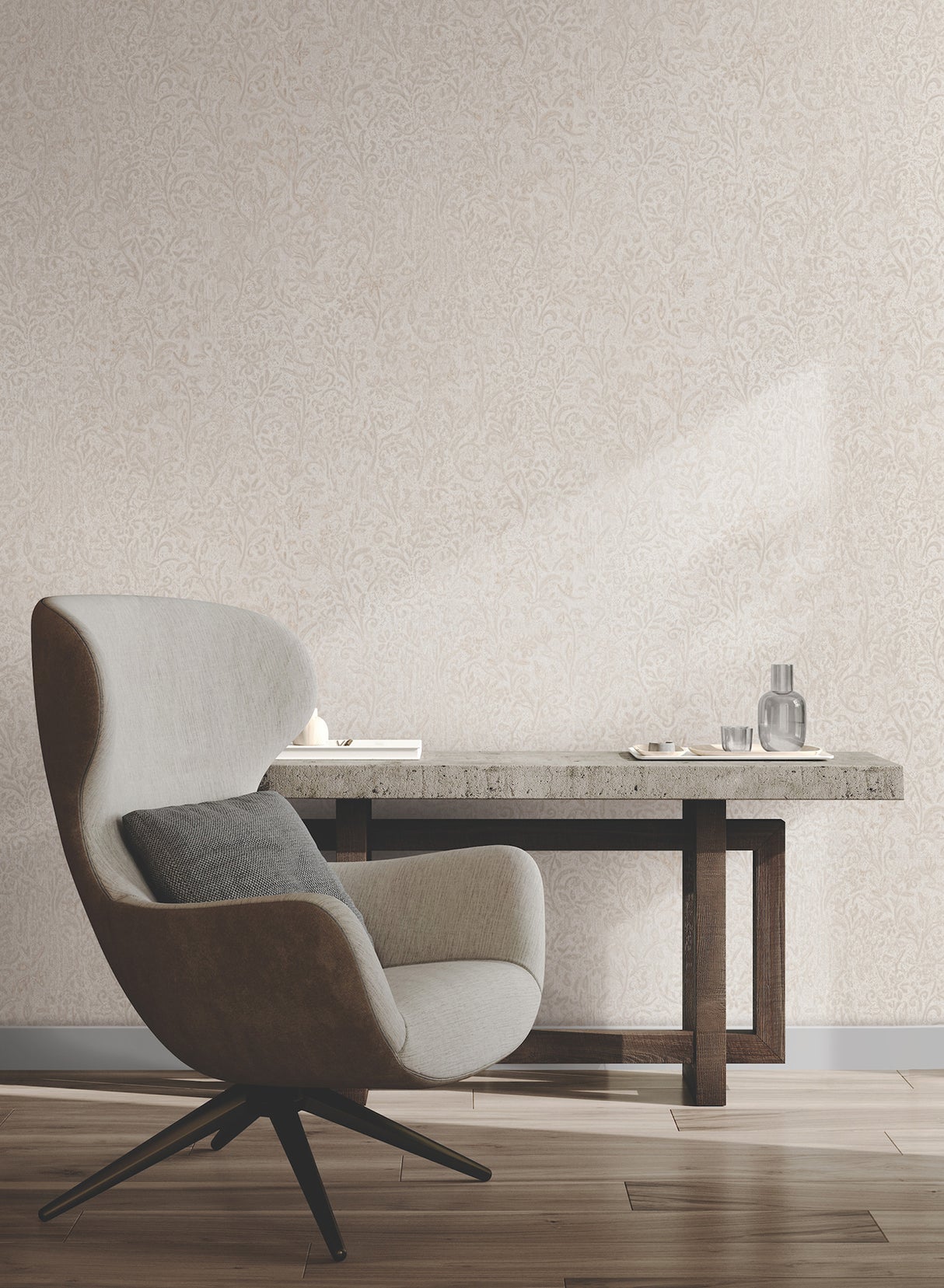 Sculpted Floral Beige by Antonina Vella Relief Wallpaper – York Designer Series MA35531