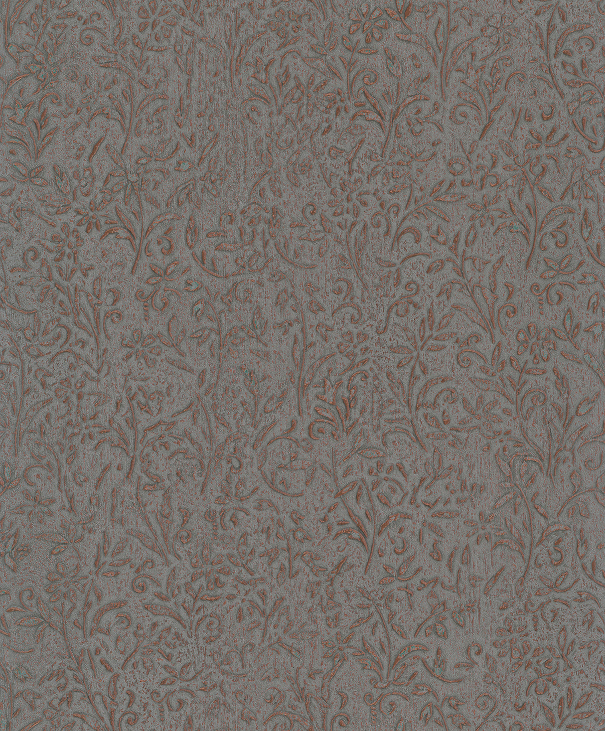 Sculpted Floral Copper Relief Wallpaper MA35534