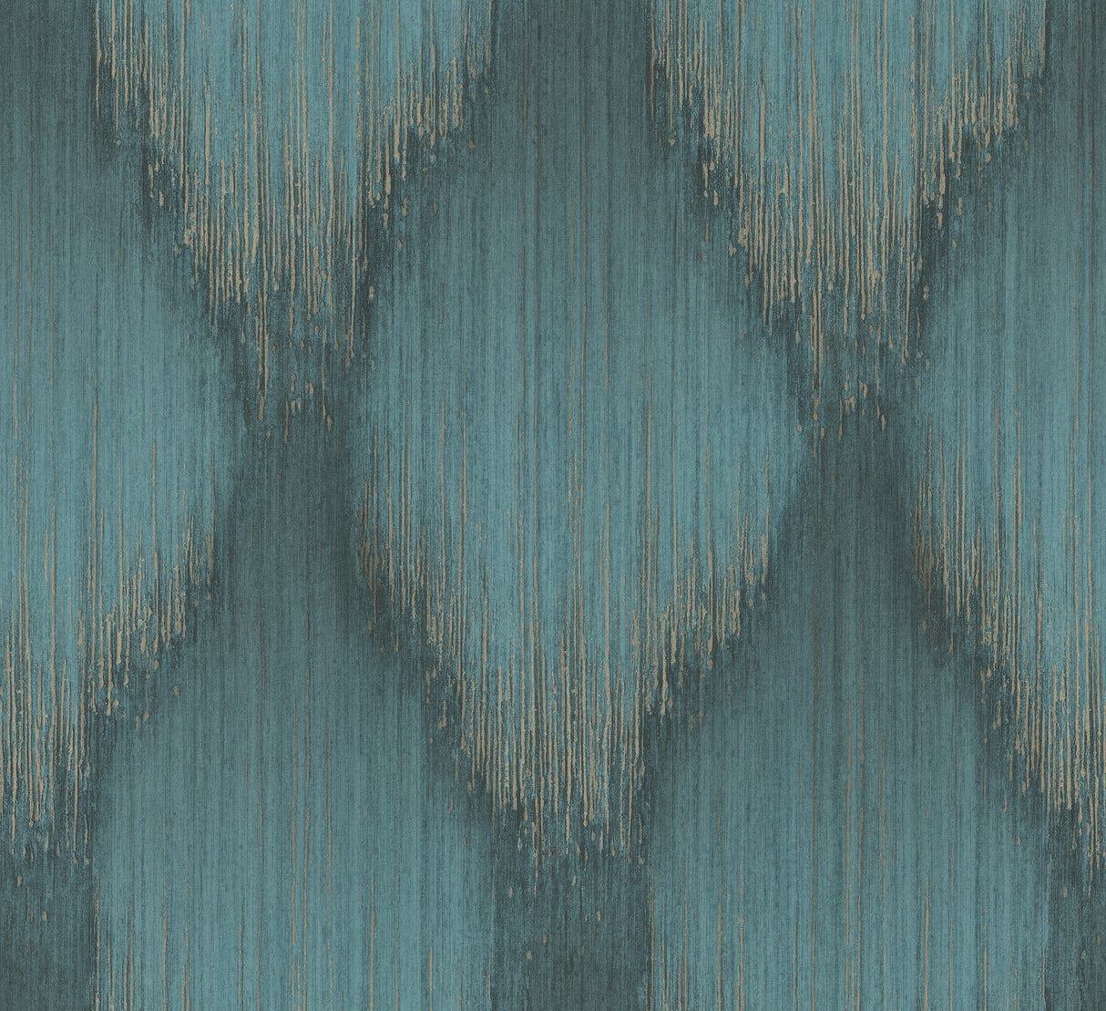 Antonina Vella Starfall Teal Metallic Ikat Wallpaper MA35806 roll and room setting