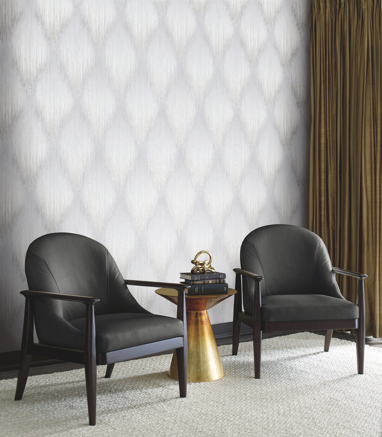 Starfall Grey by Antonina Vella Metallic Ikat Wallpaper – York Designer Series MA35807