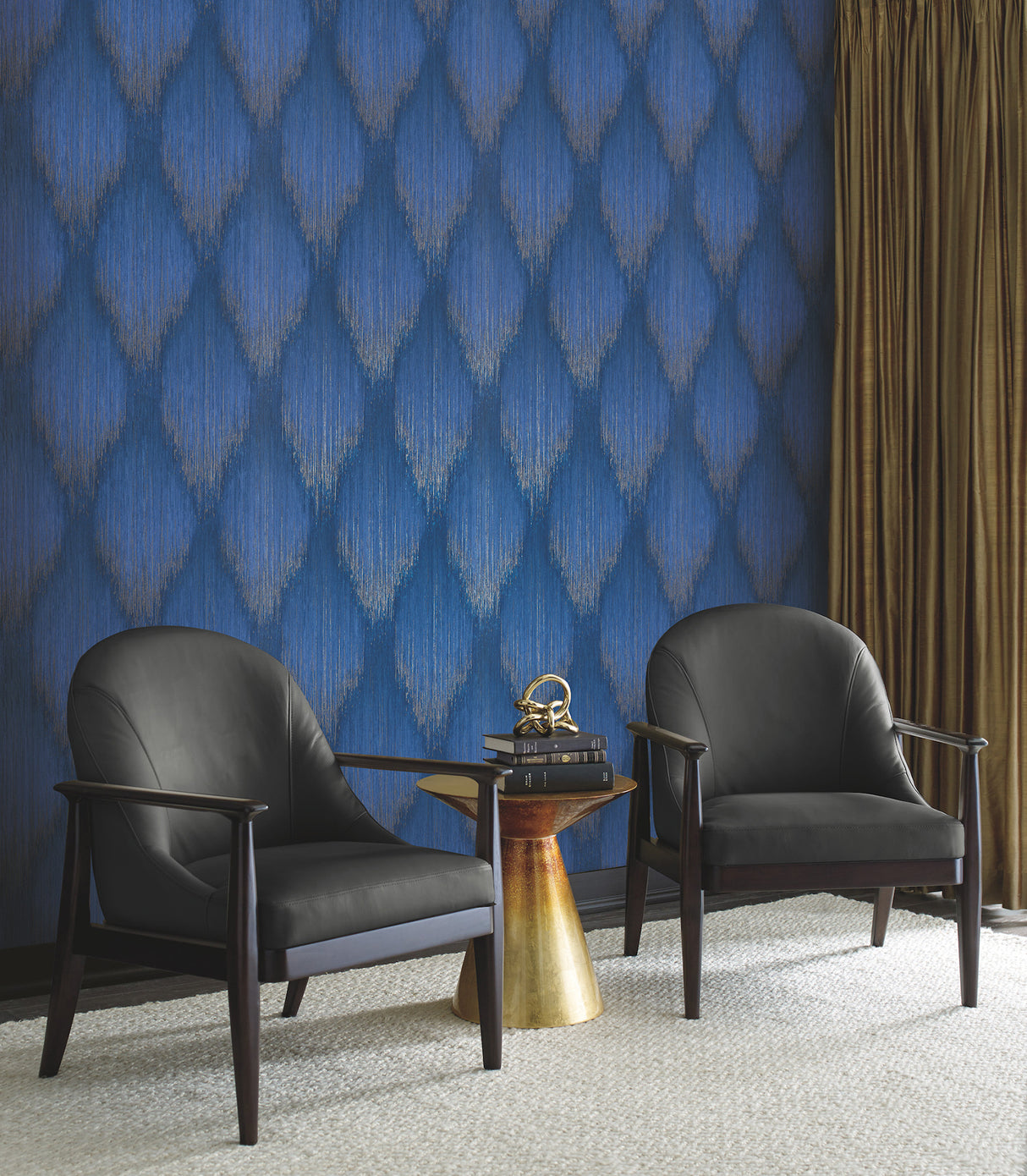 Starfall Sapphire by Antonina Vella Metallic Ikat Wallpaper – York Designer Series MA35808