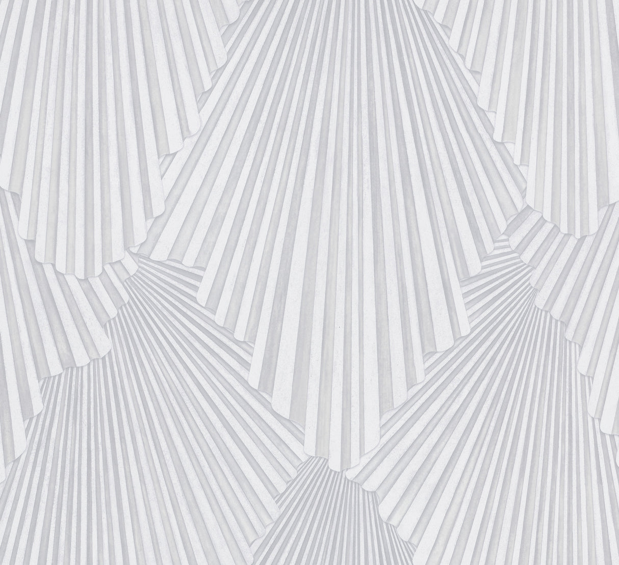 Lumiere Off-White Deco Geo Wallpaper by Antonina Vella with scalloped Art Deco fan damask
