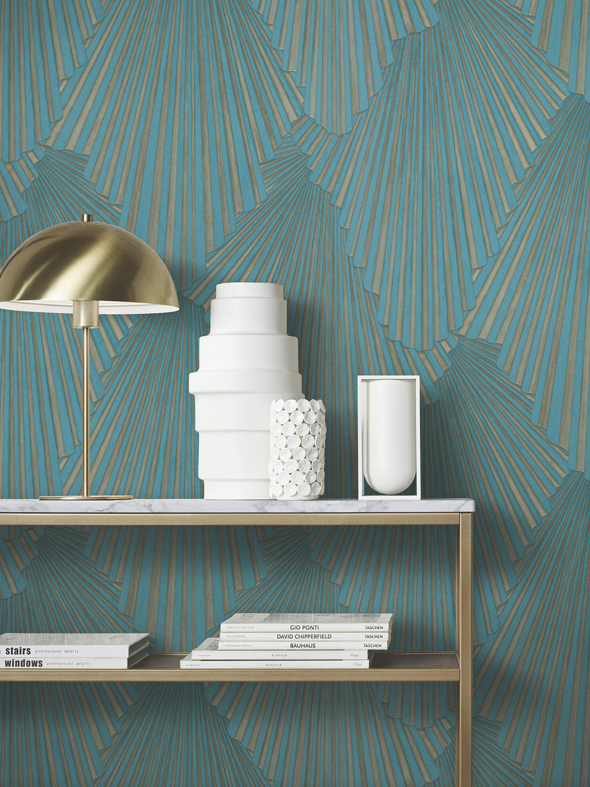 Lumiere Teal by Antonina Vella Deco Geo Wallpaper – York Designer Series MA35850