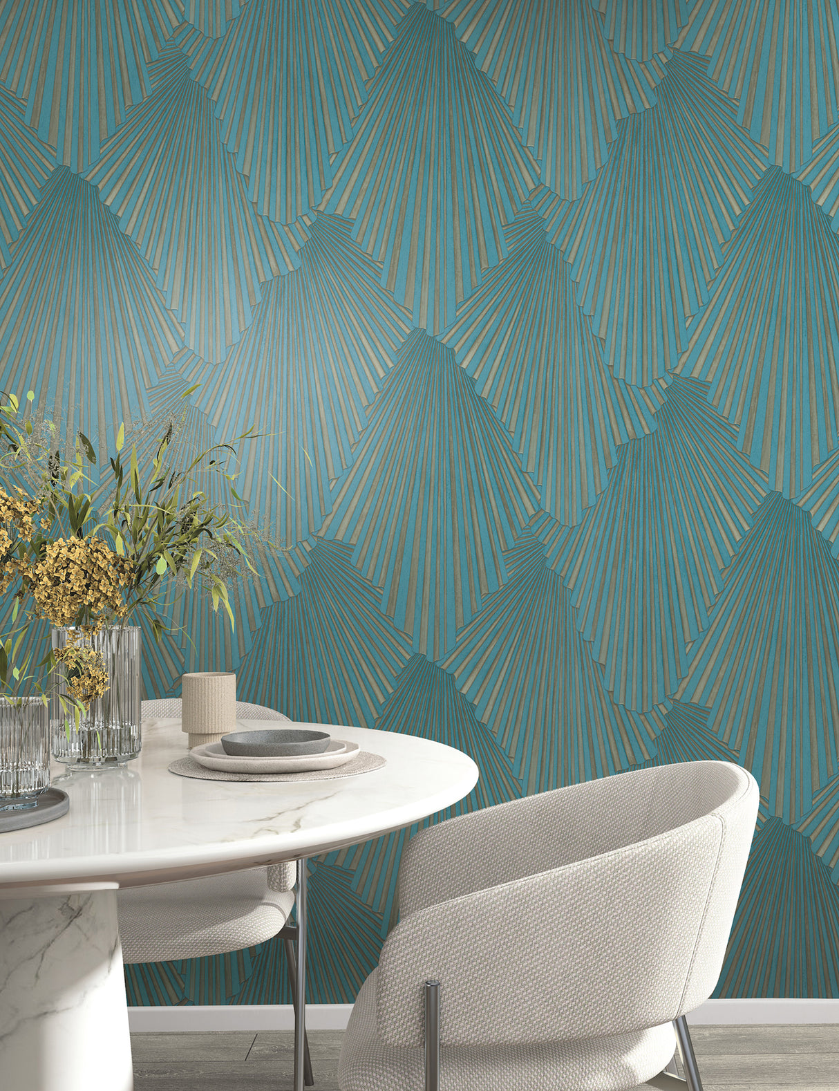 Lumiere Teal by Antonina Vella Deco Geo Wallpaper – York Designer Series MA35850