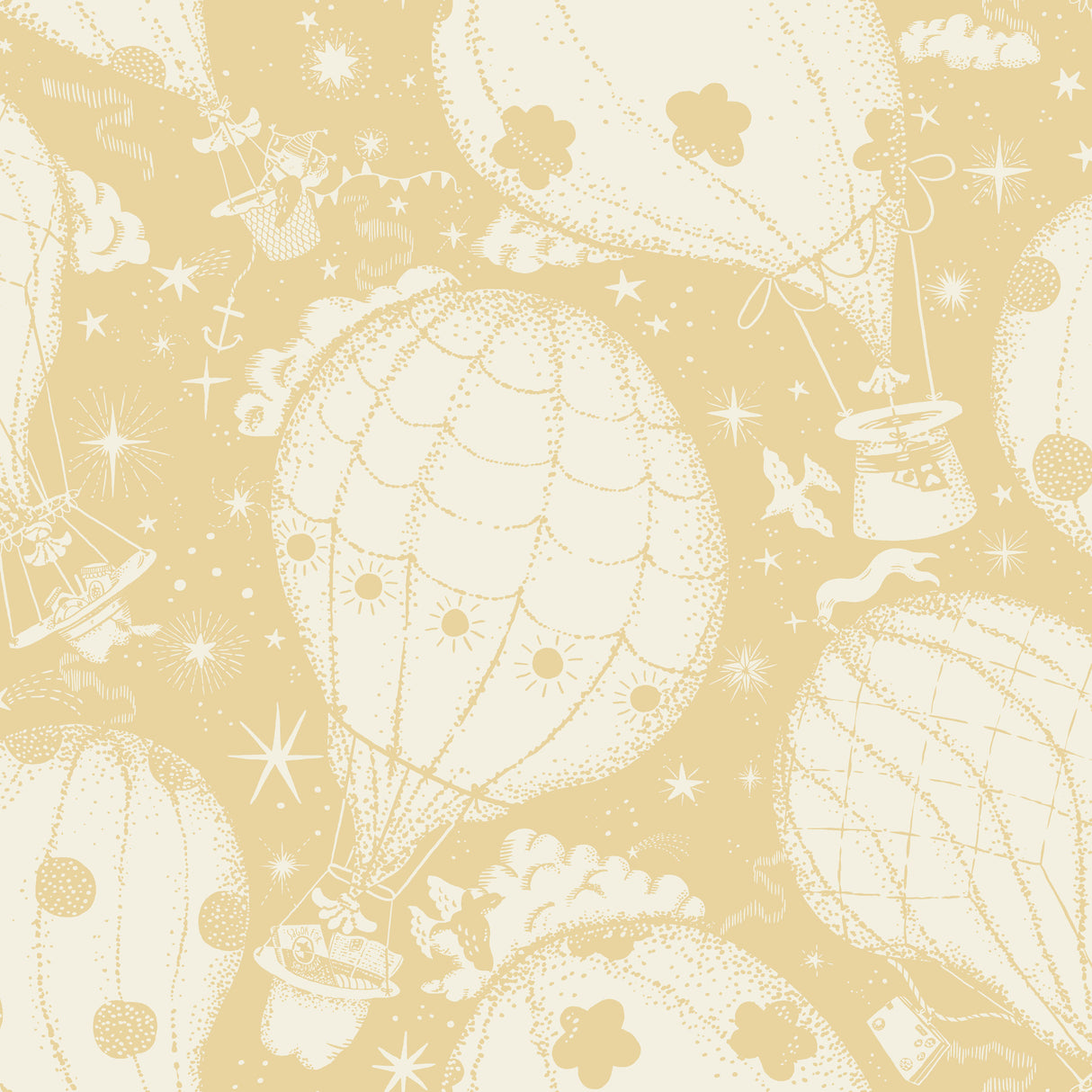 Ballongerna Yellow hot air balloon wallpaper by York Wallcoverings, SKU MB29002