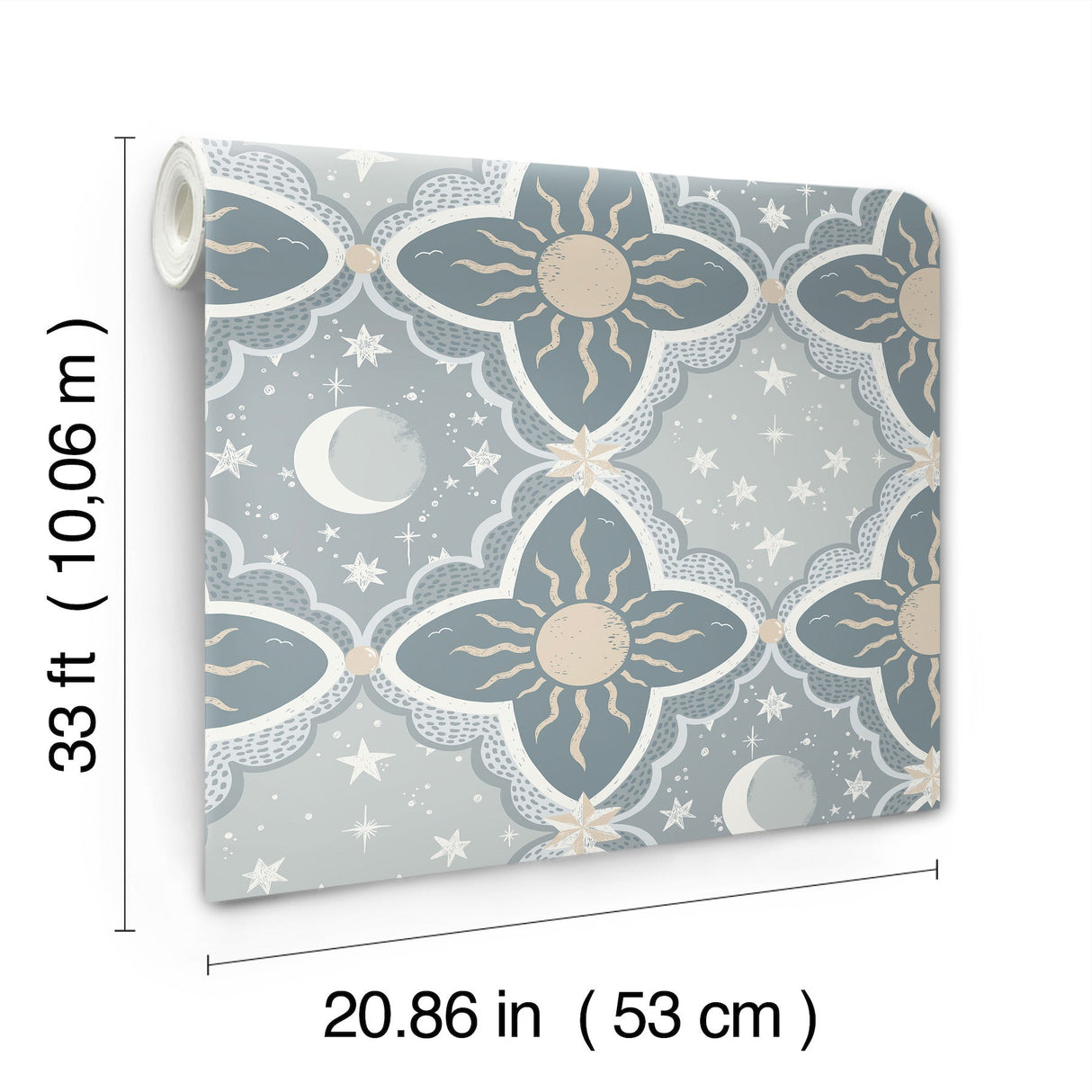 Sol & Mane Blue by York Wallcoverings Celestial Quatrefoil Wallpaper- York Wallcoverings MB29034