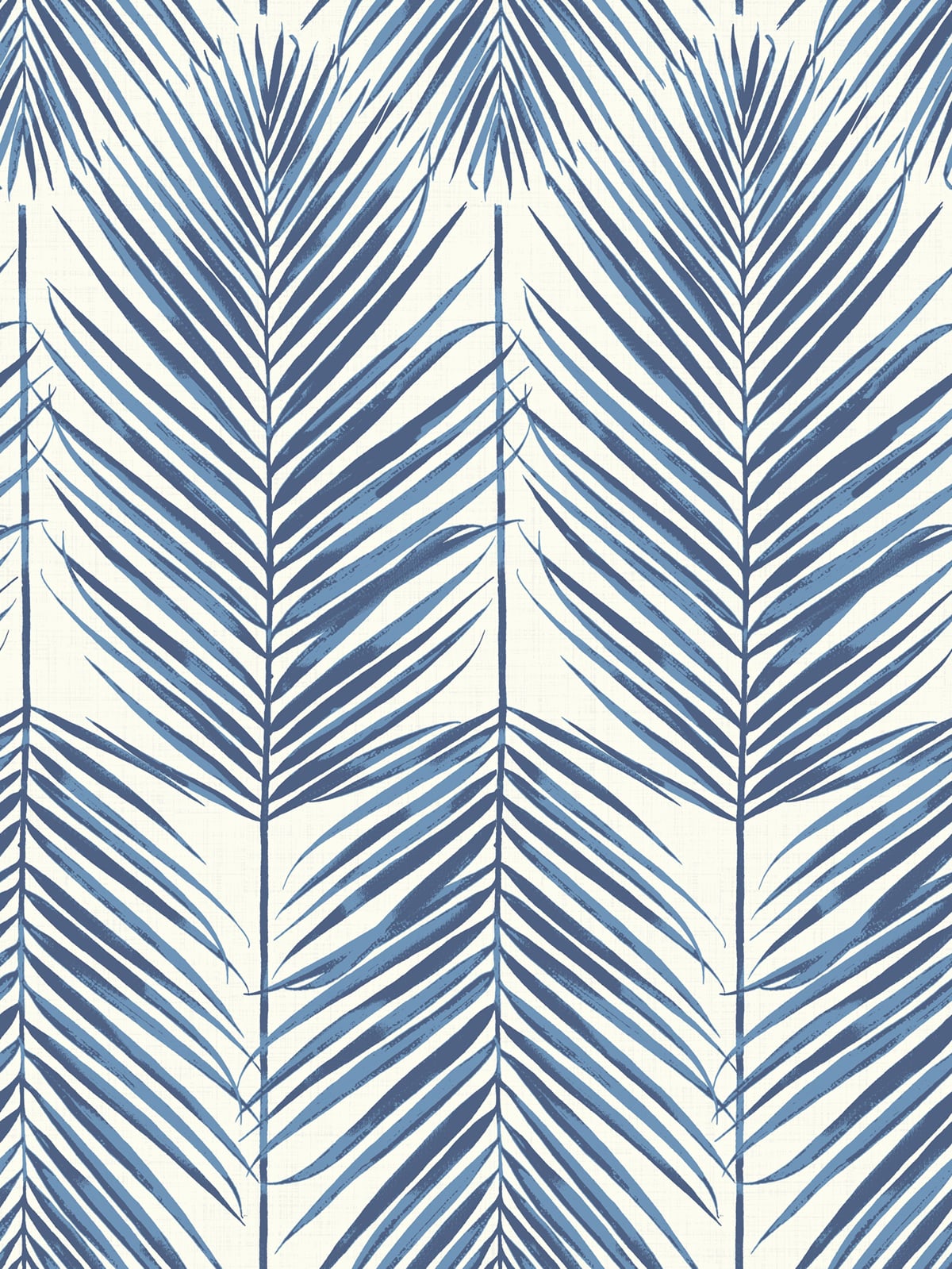 Paradise Palm wallpaper in coastal blue palm leaf pattern