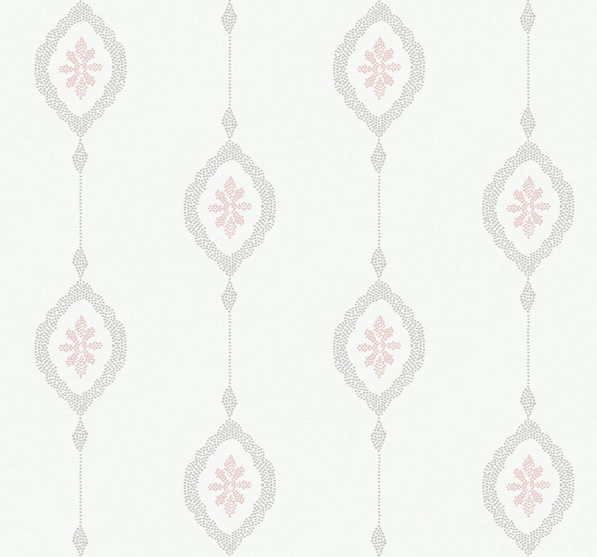Sand Dollar Stripe wallpaper in Pink Sunset with coastal geometric dotted stripe motif, 27 in wide.