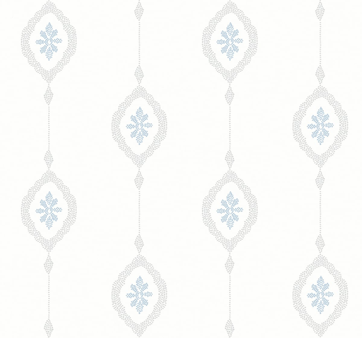 Sand Dollar Stripe wallpaper in Blue Oasis with a dotted geometric stripe motif