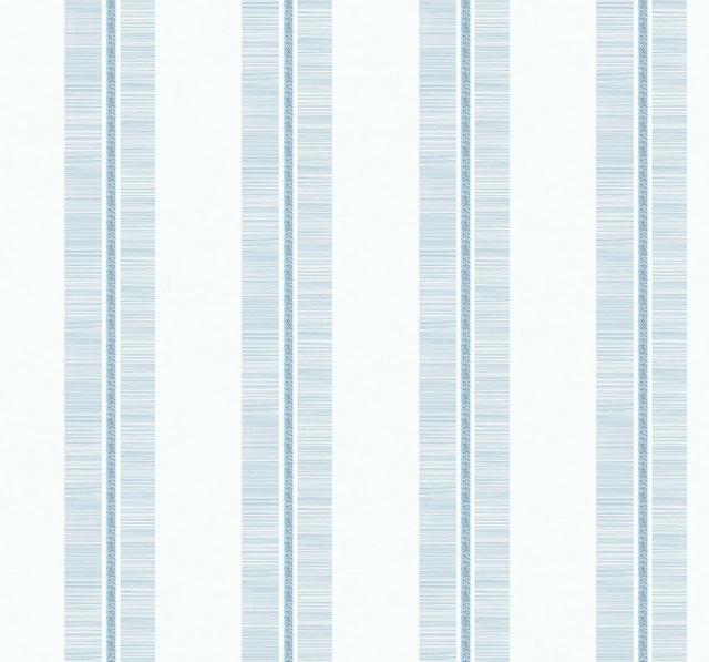 Blue Oasis coastal stripe wallpaper with soft blue vertical bands on a light background