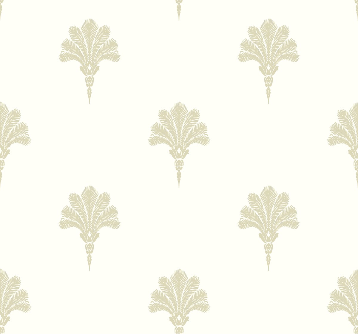 Seabrook Designs Summer Fan wallpaper in Sand Dunes with a soft beige fleur-de-lis style fan motif on an off-white ground.