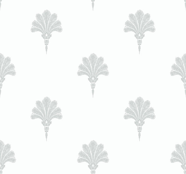 Summer Fan wallpaper in Daydream Gray with a coastal fleur de lis motif by Seabrook Designs