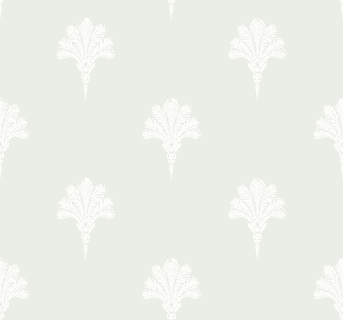 Soft off-white Fleur de Lis wallpaper pattern in a coastal style, Summer Fan in White Sands