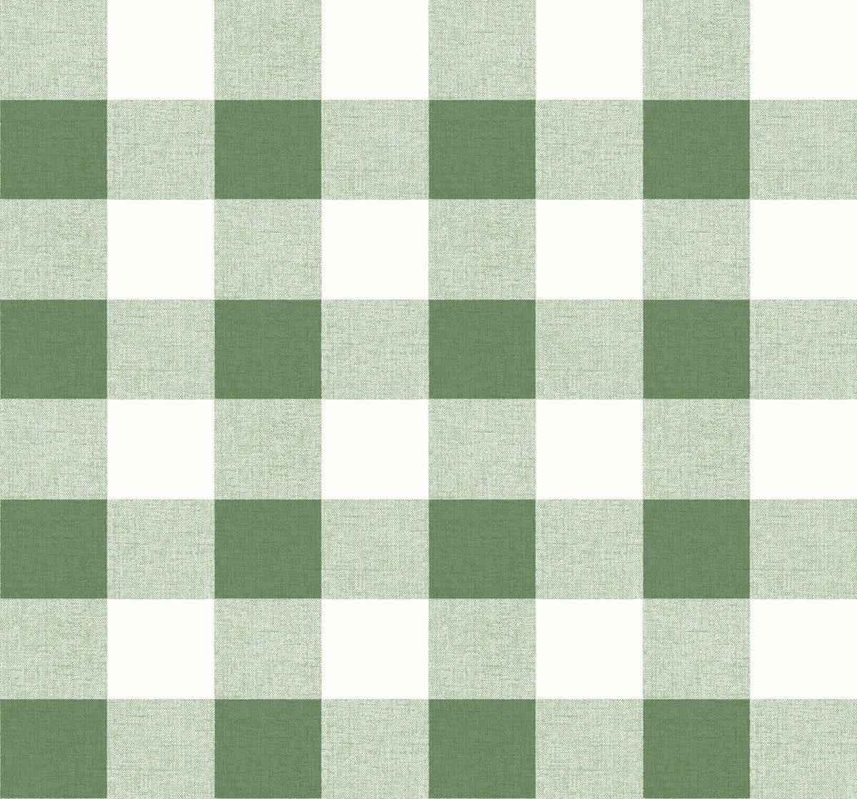 Green and off-white picnic plaid wallpaper pattern