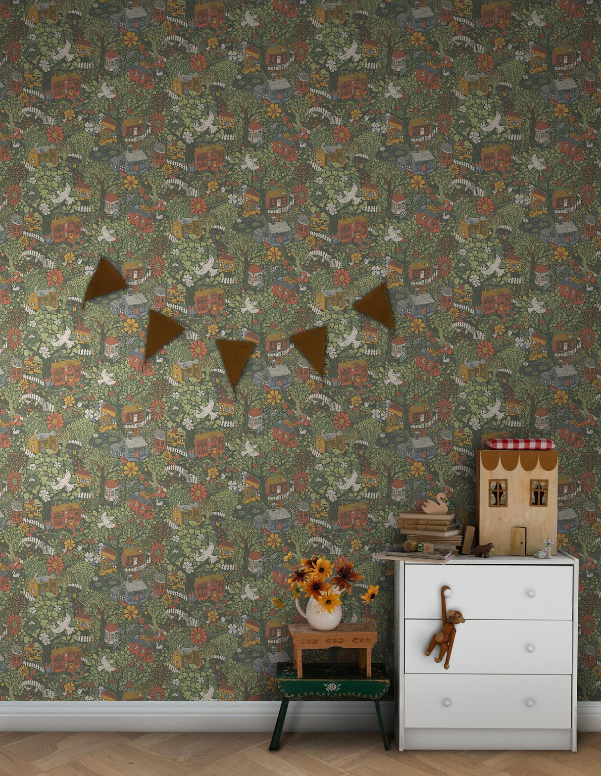 Bygga Bo Dark Green by York Wallcoverings Novelty Non Woven Wallpaper – York Wallcoverings MB63003