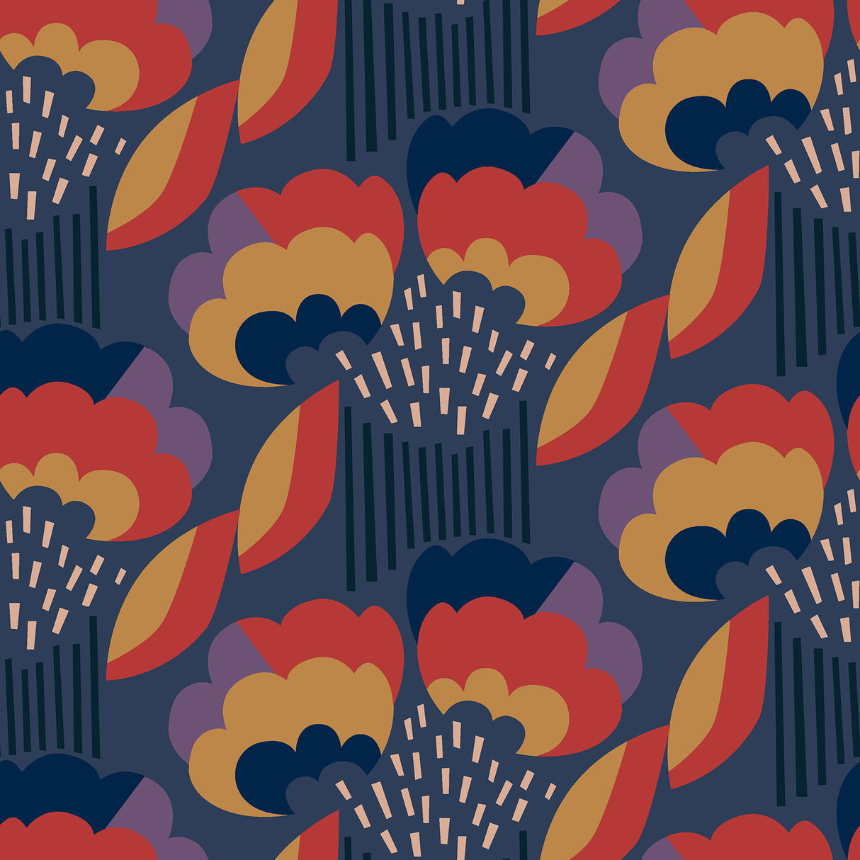 Retro Esme Navy Peel and Stick Wallpaper by Megan Carter x NuWallpaper - MCS6400
