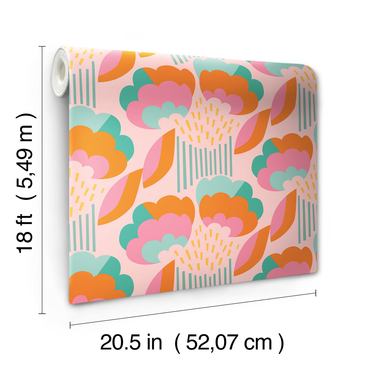 Retro Esme Pink by NuWallpaper Megan Carter Bold Whimsical Retro Botanical Floral Fully Removable Peel and Stick Wallpaper Roll - MCS6401