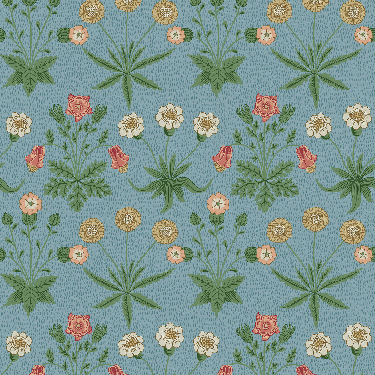 Daisy Wedgwood and Coral Peel and Stick Wallpaper by WallPops x Morris and Co. - MCS6596