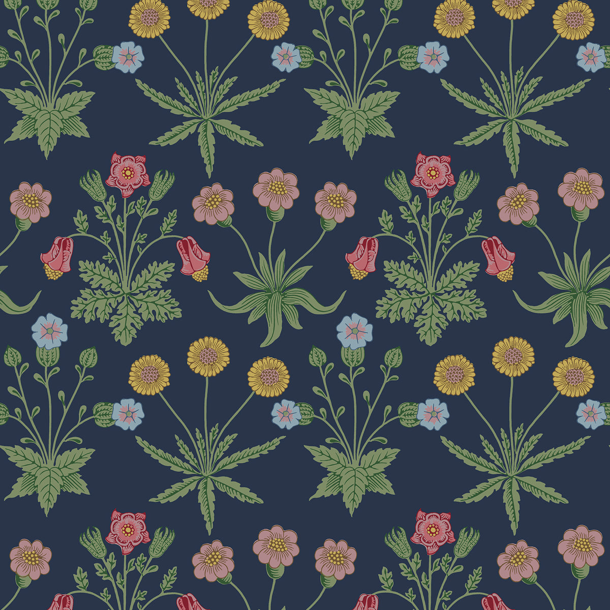 Daisy Indigo Peel and Stick Wallpaper by WallPops x Morris and Co. - MCS6597