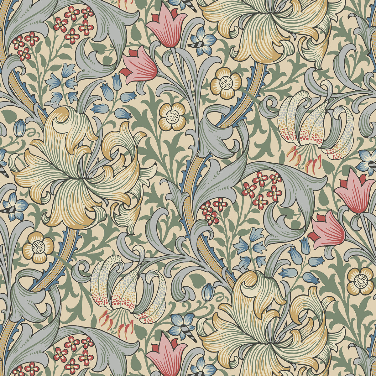 Golden Lily Linen Peel and Stick Wallpaper by WallPops Morris and Co. - MCS6600